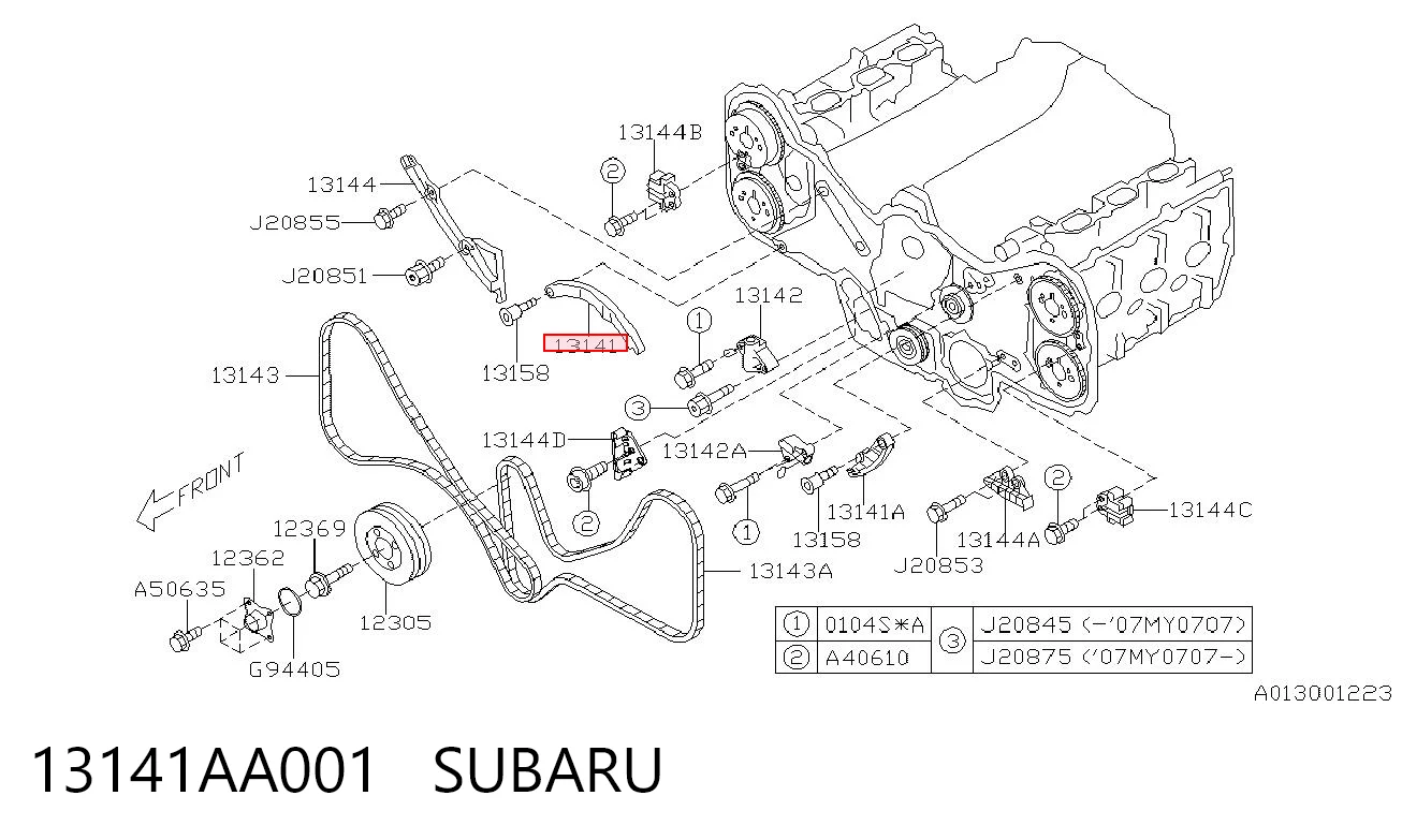 13141AA001 Subaru Башмак натягувача ланцюга ГРМ