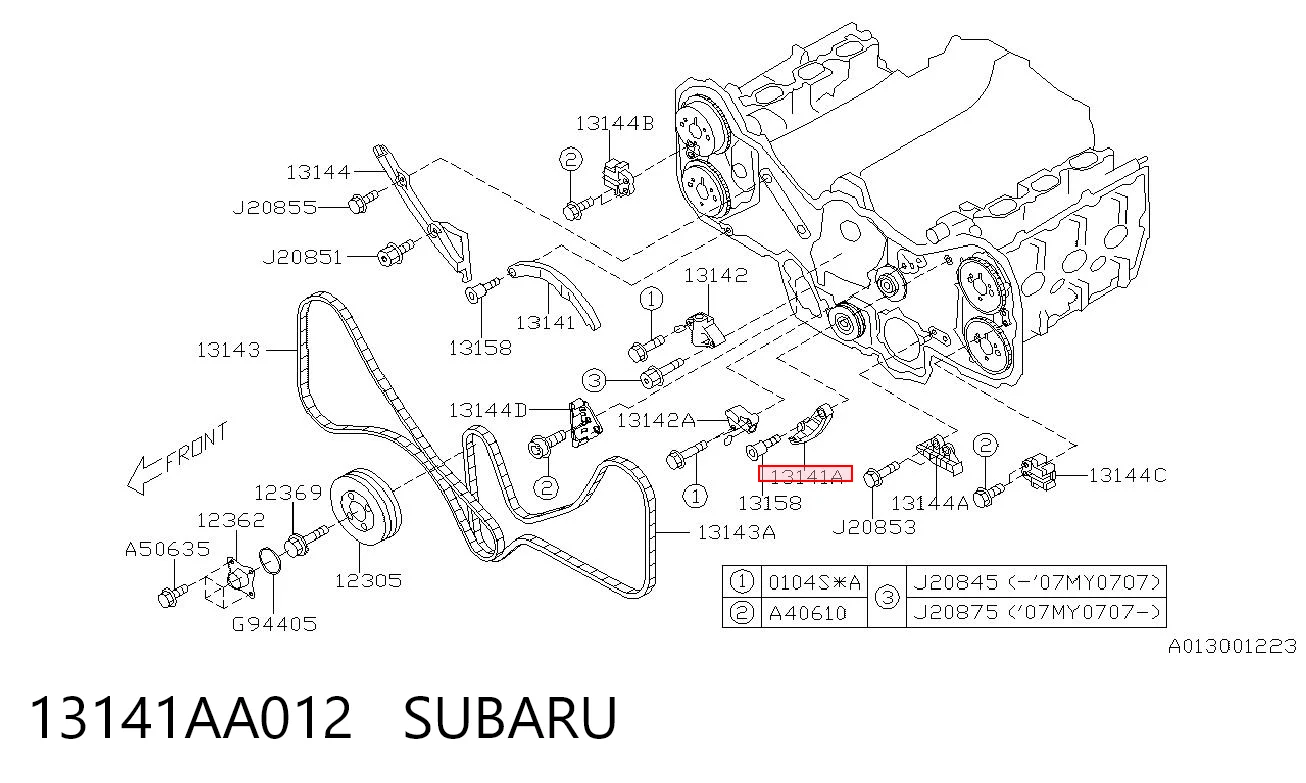 13141AA012 Subaru Башмак натягувача ланцюга ГРМ