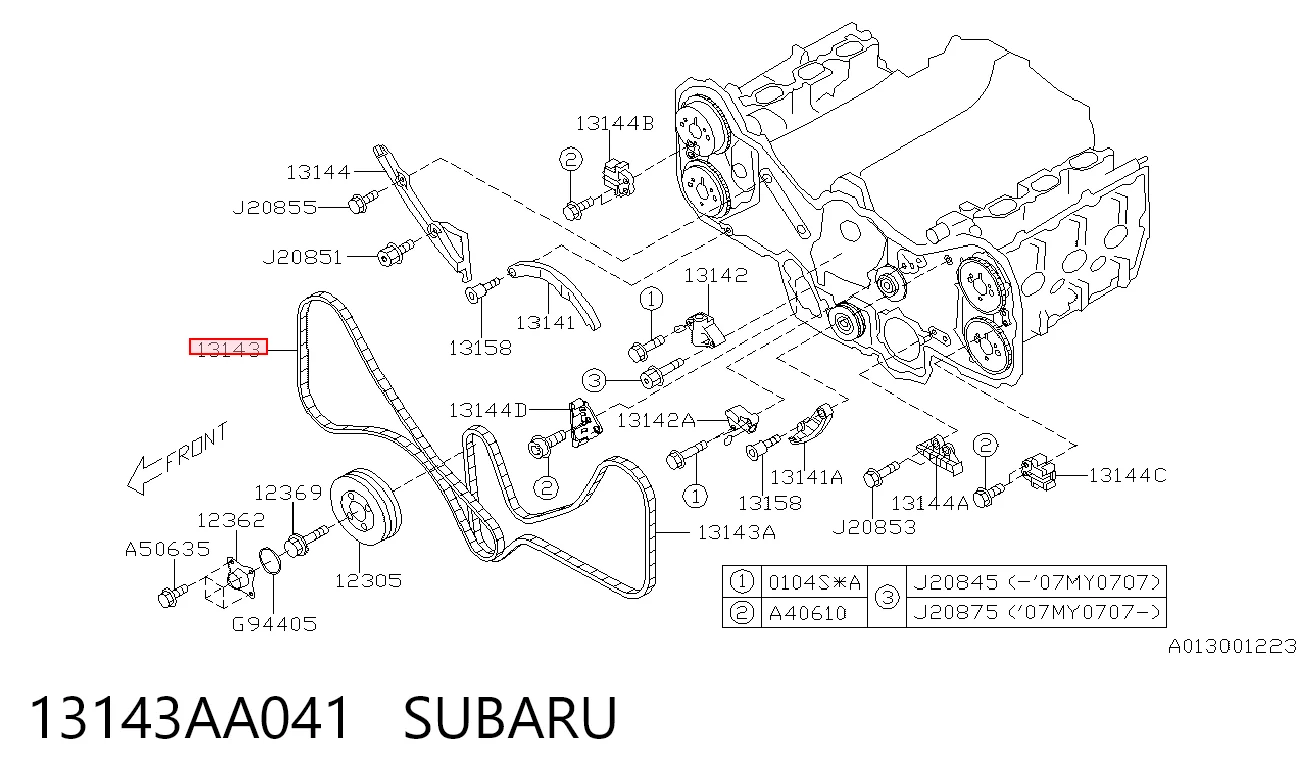 13143AA041 Subaru Ланцюг ГРМ, правий
