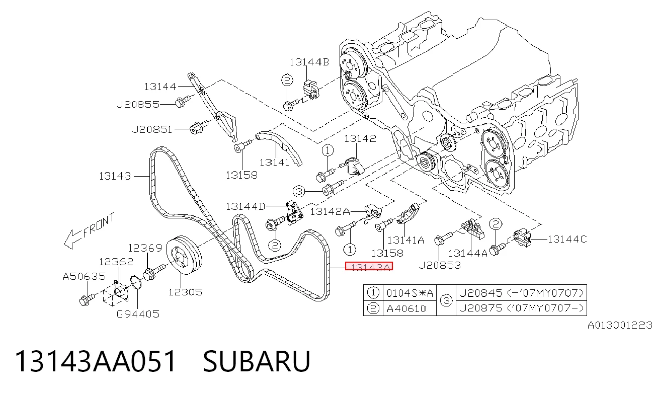 13143AA051 Subaru Ланцюг ГРМ, лівий