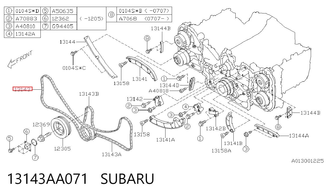 13143AA071 Subaru Ланцюг ГРМ, правий