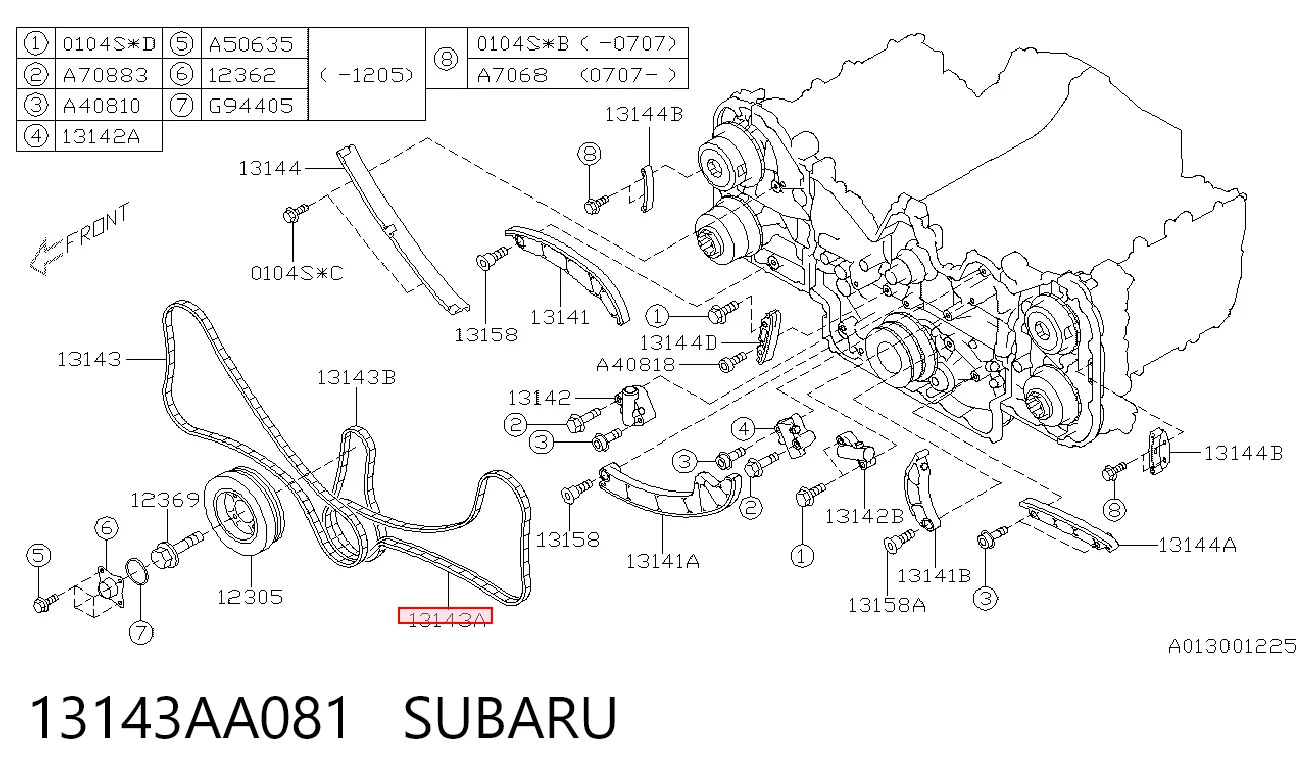 13143AA081 Subaru Ланцюг ГРМ, лівий