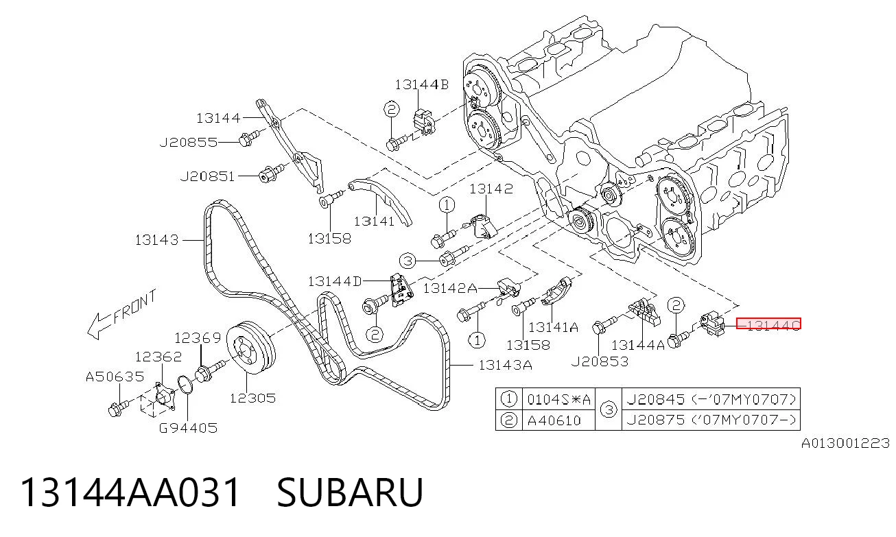 13144AA031 Subaru Заспокоювач ланцюга ГРМ, лівий