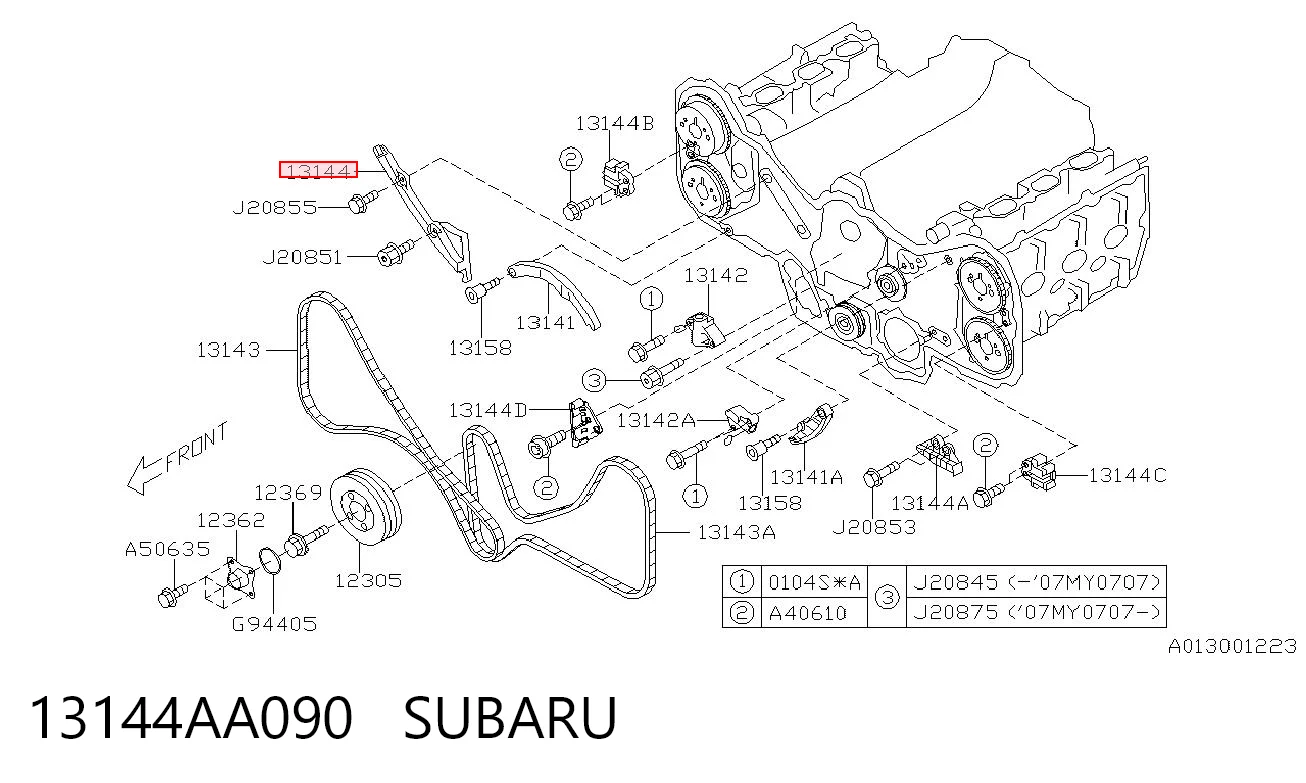 13144AA090 Subaru Заспокоювач ланцюга ГРМ, правий