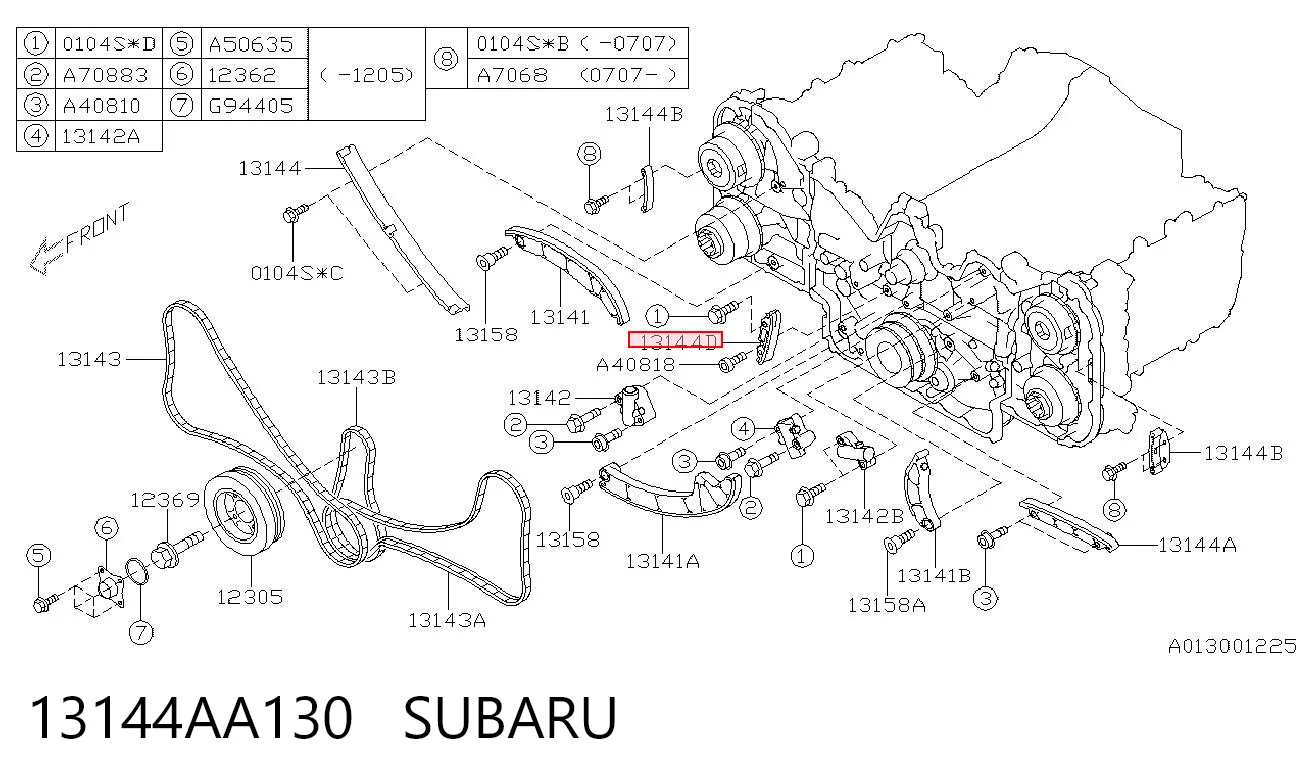 13144AA130 Subaru Заспокоювач ланцюга ГРМ