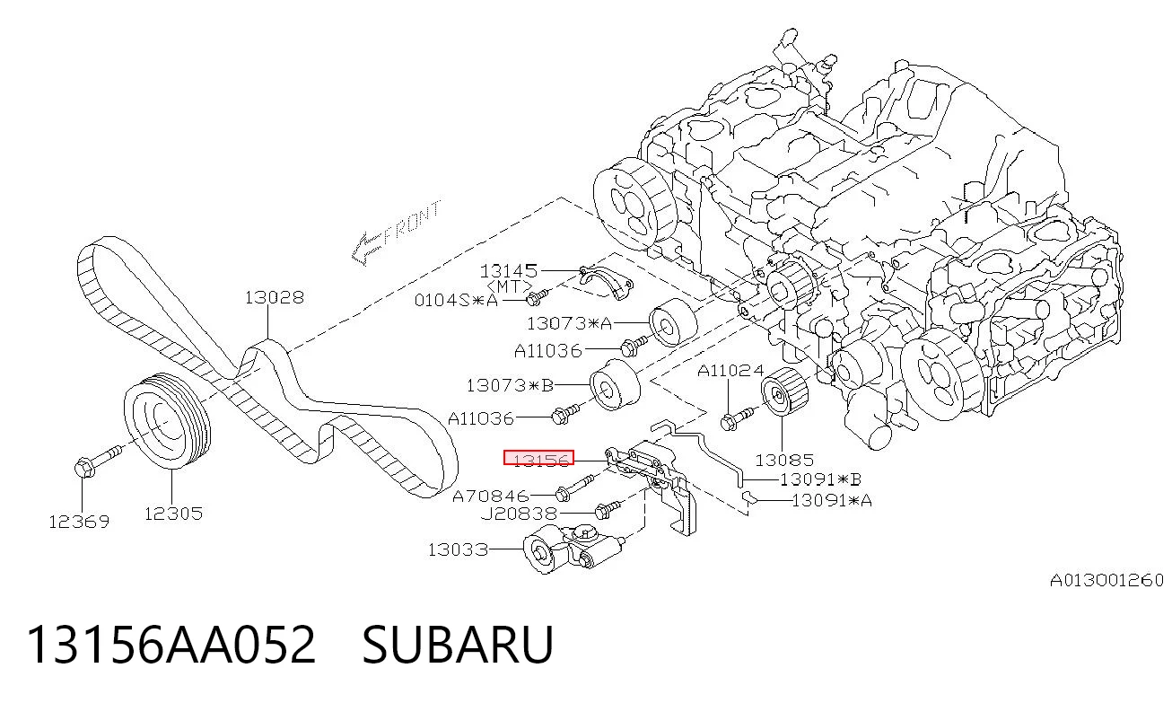 13156AA052 Subaru Кронштейн натягувача ременя ГРМ