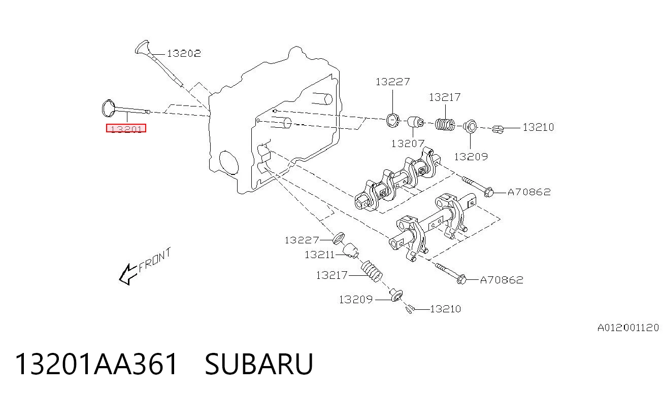 13201AA361 Subaru Клапан впускний