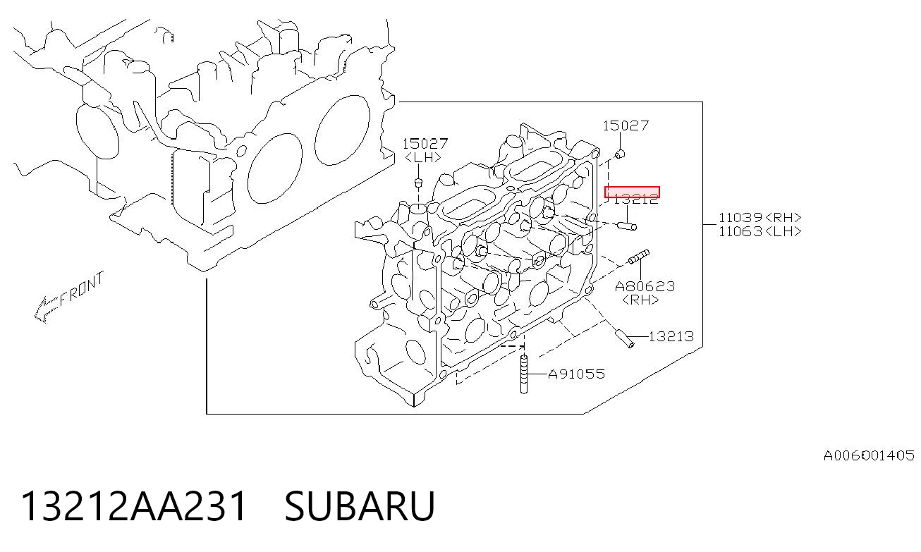 13212AA231 Subaru Направляюча клапана, впускного