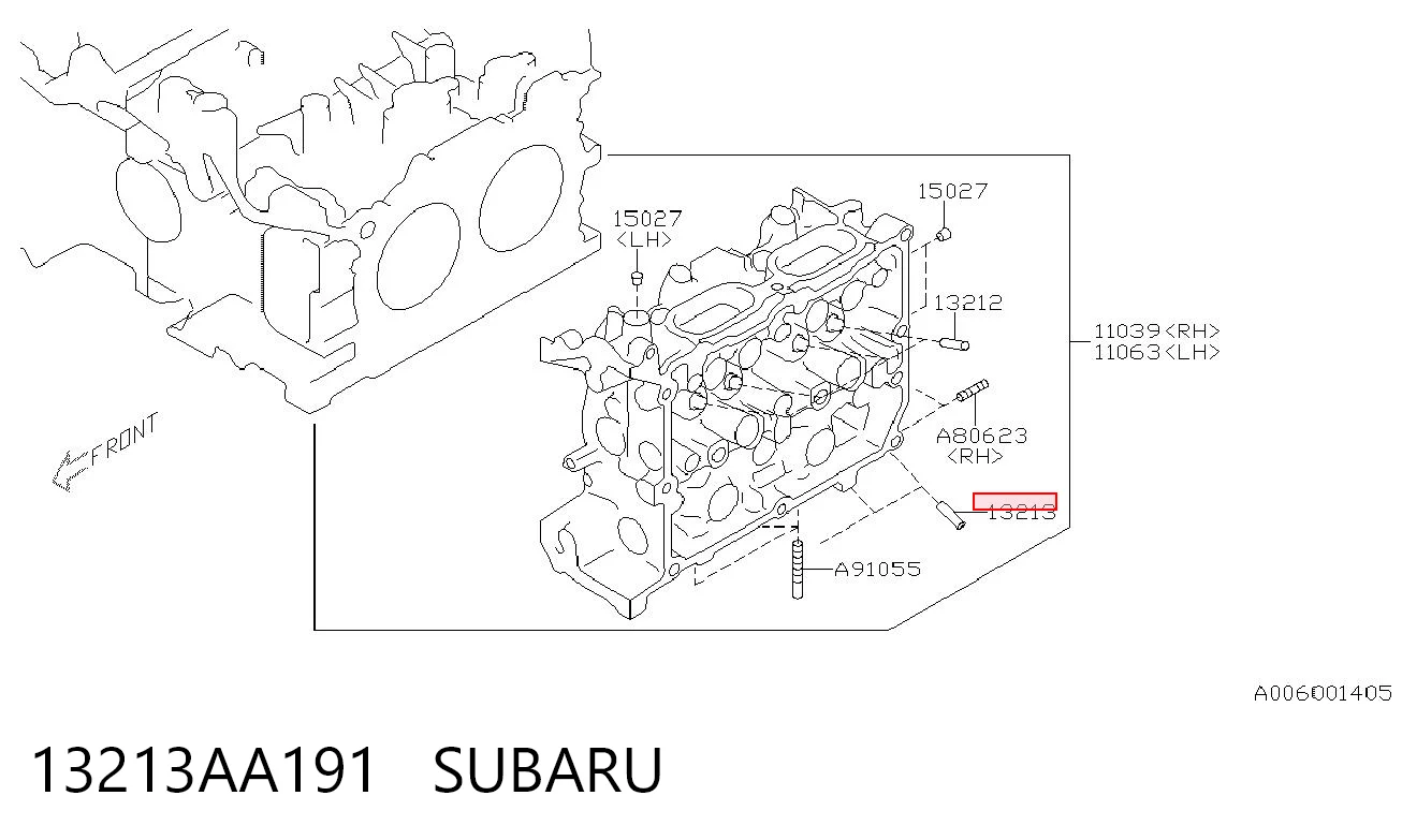 13213AA191 Subaru Напрямна клапана, випускного
