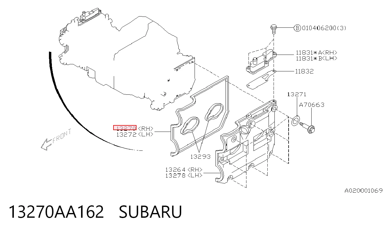 13270AA162 Subaru Прокладка клапанної кришки двигуна, права