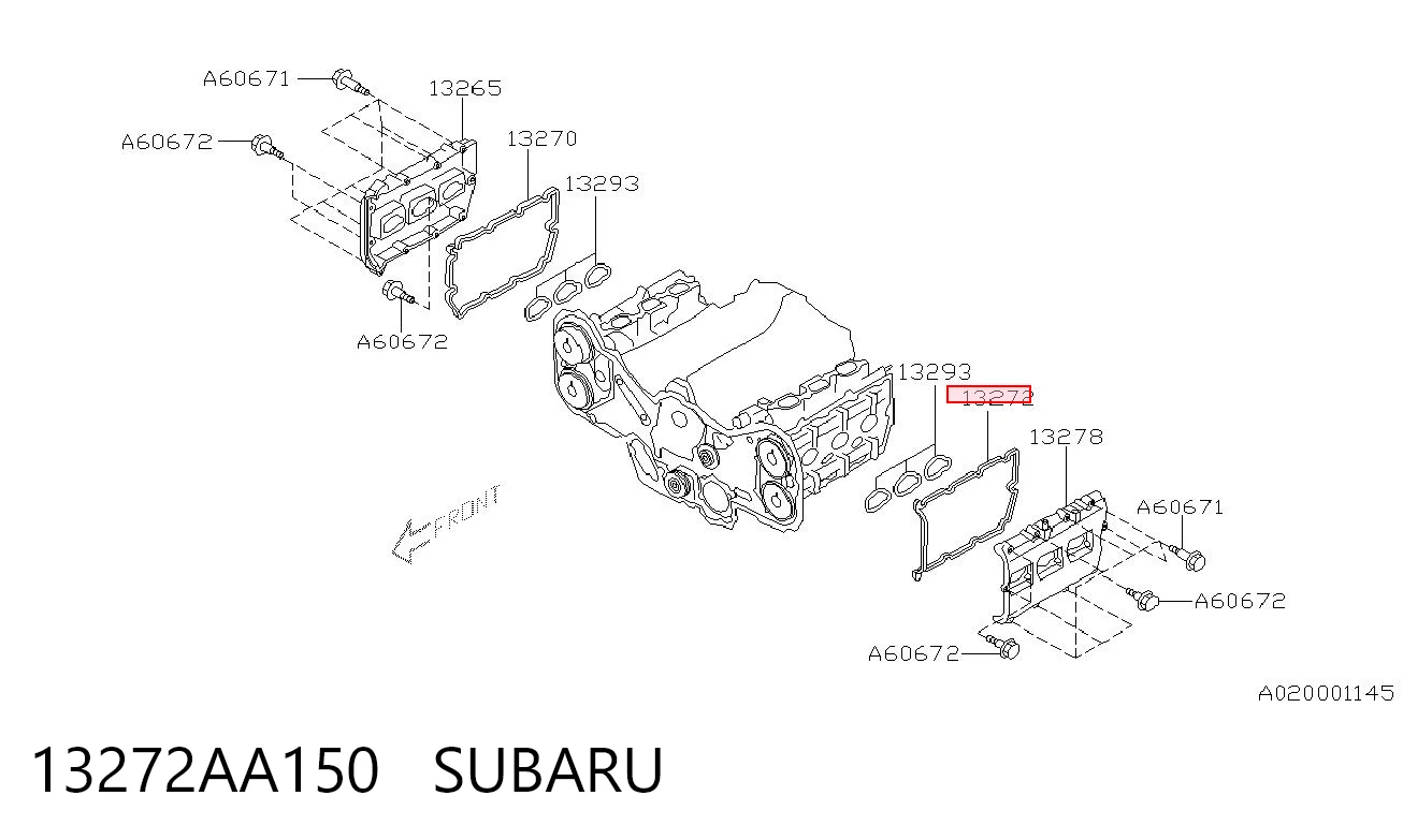 13272AA150 Subaru Прокладка клапанної кришки двигуна, ліва