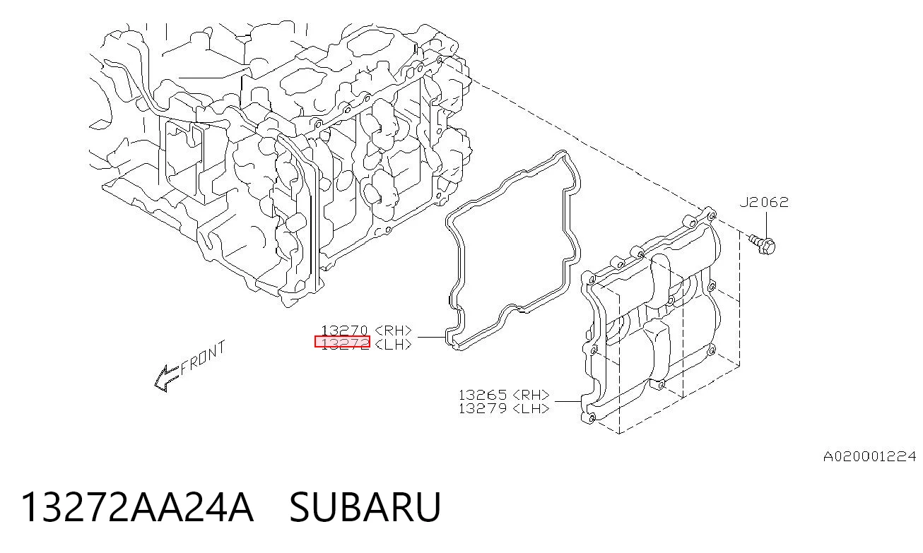 13272AA24A Subaru Прокладка клапанної кришки двигуна, ліва