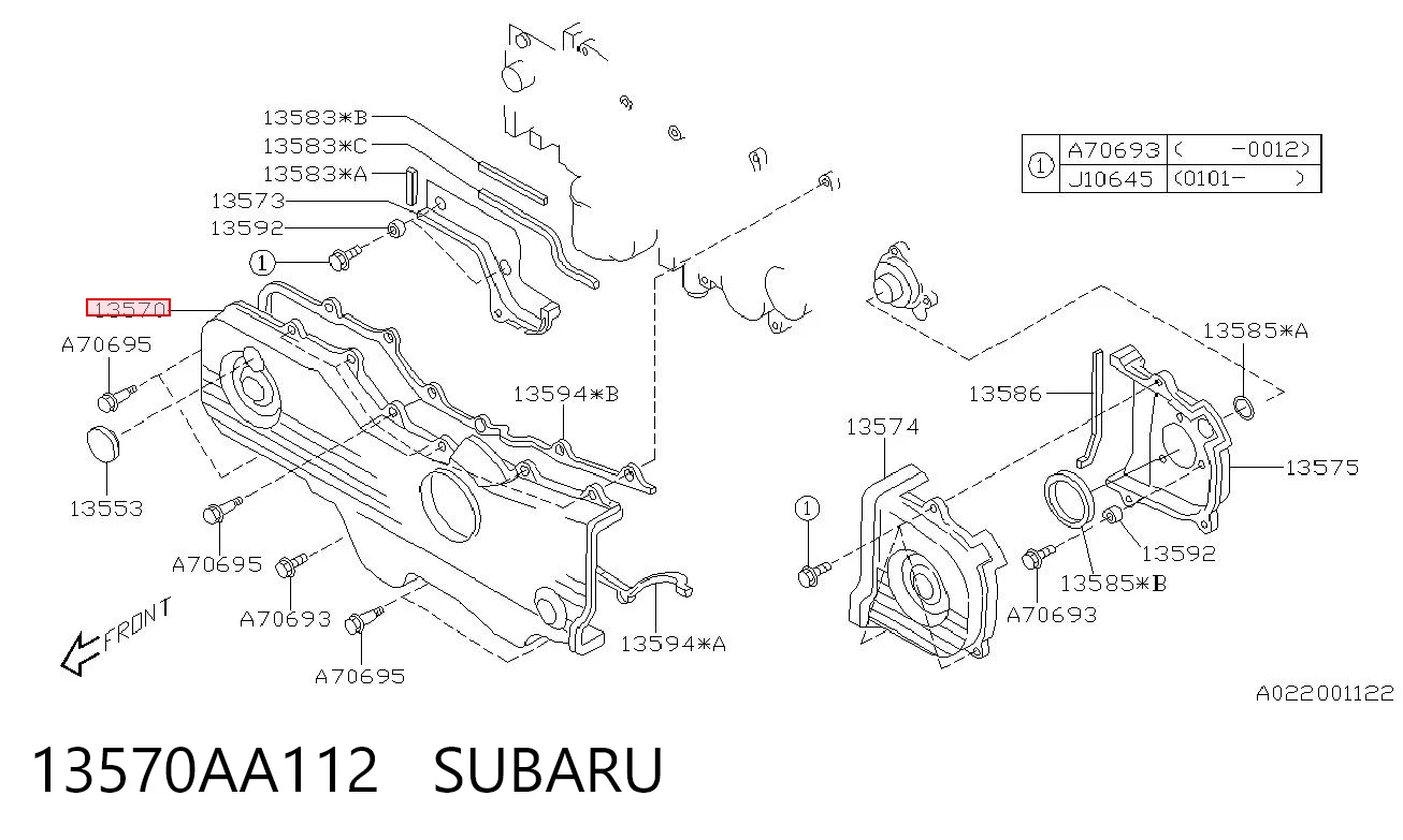 13570AA112 Subaru Кожух ременя ГРМ
