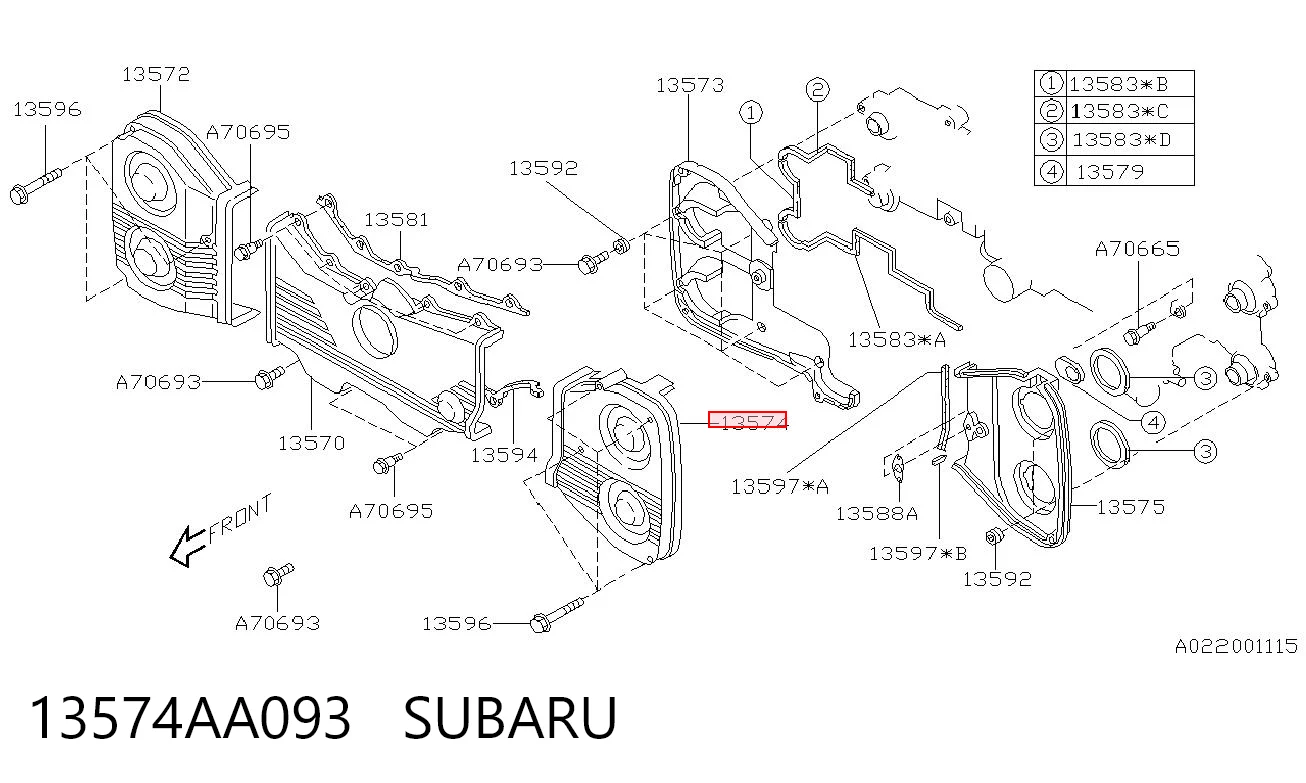 13574AA093 Subaru Захист ременя ГРМ, лівий