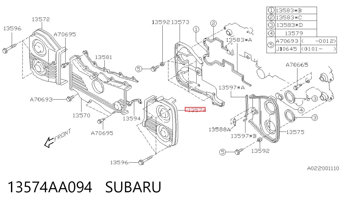 13574AA094 Subaru Захист ременя ГРМ, лівий