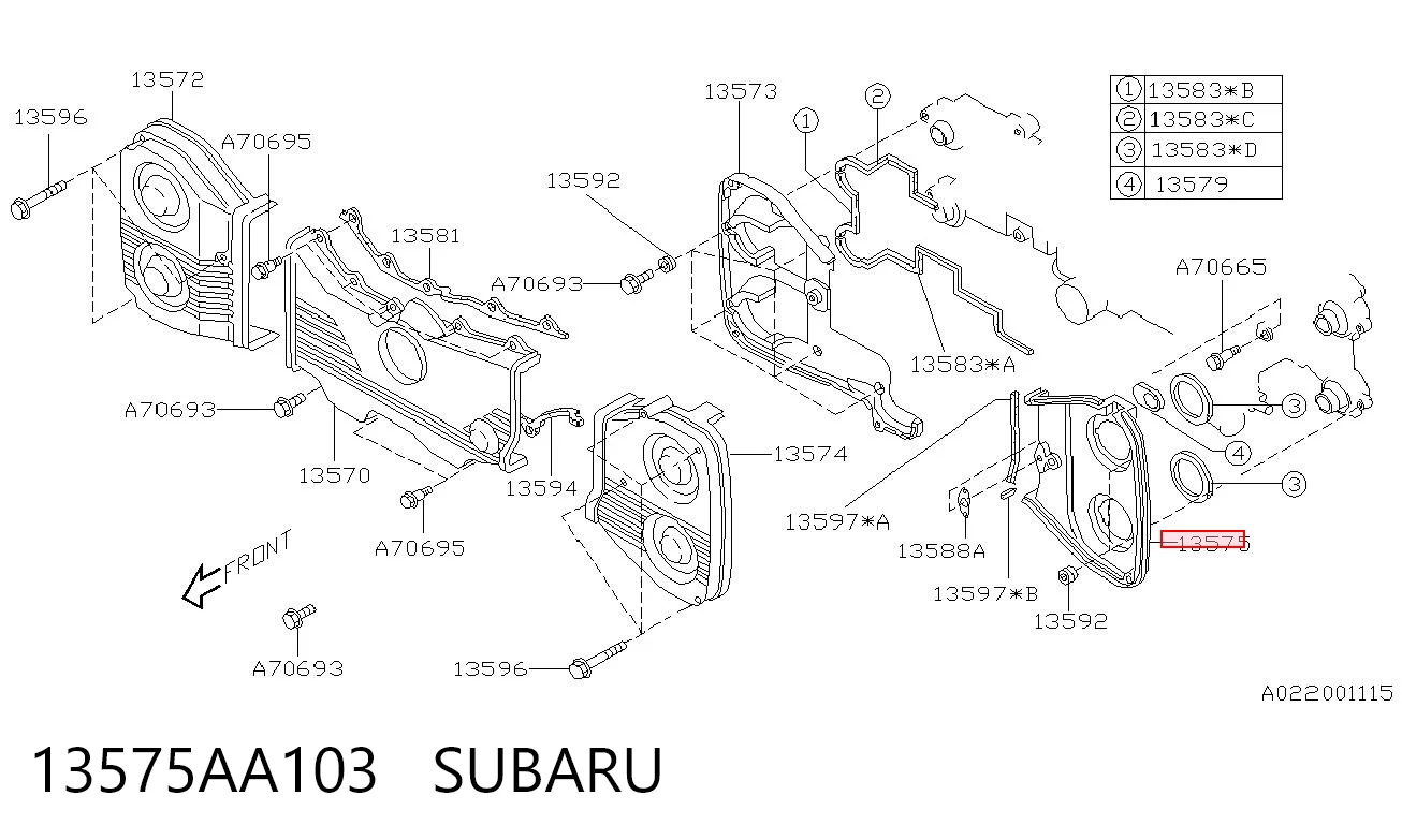 13575AA103 Subaru Захист ременя ГРМ, внутрішній лівий