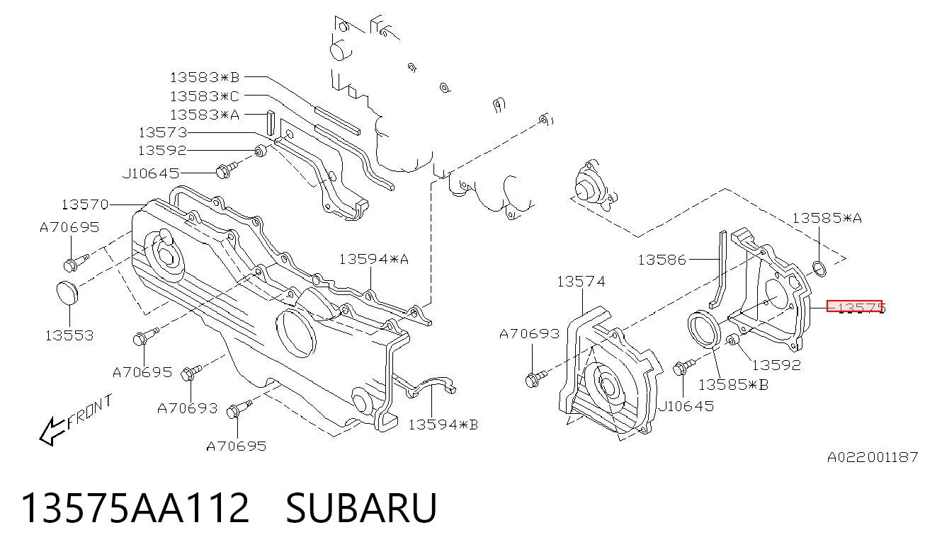 13575AA112 Subaru Захист ременя ГРМ, внутрішній лівий