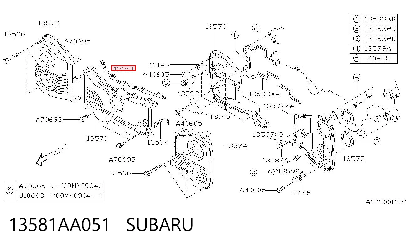 13581AA051 Subaru Прокладка передньої кришки двигуна, верхня