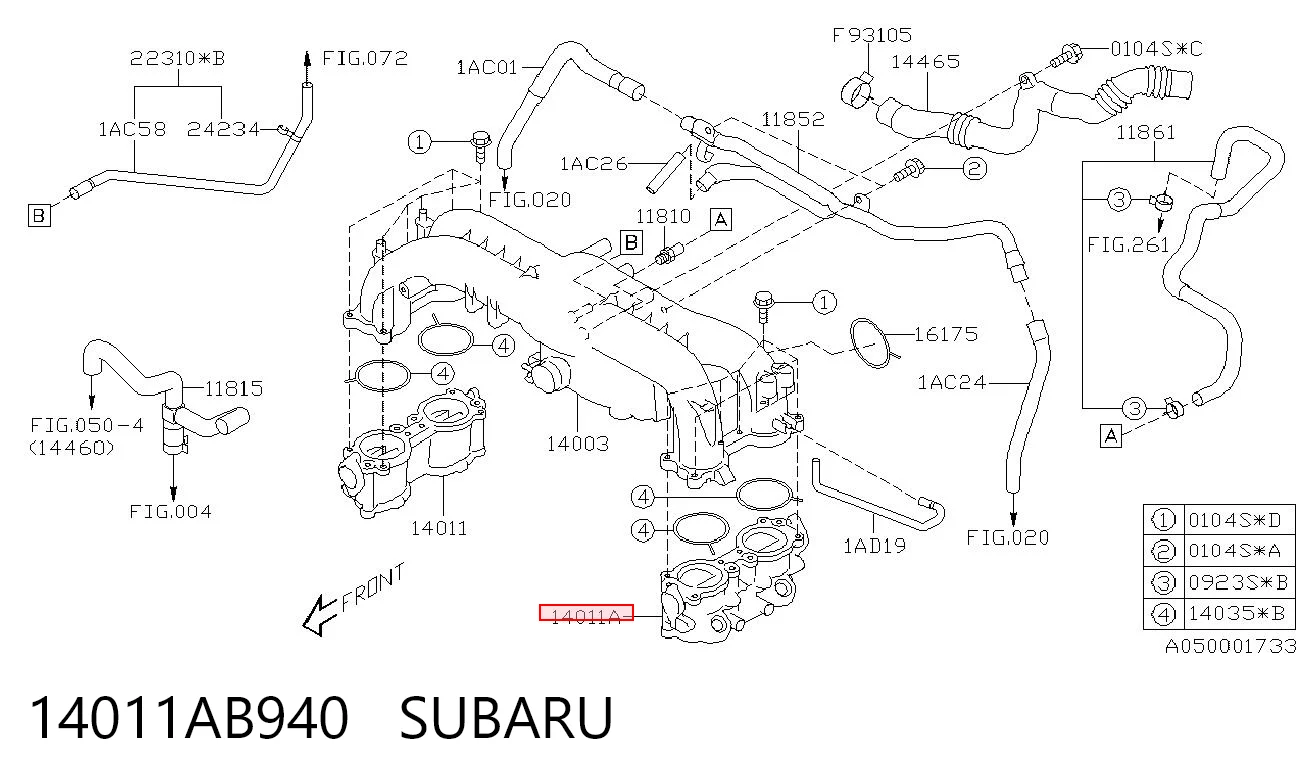 14011AB940 Subaru Колектор впускний нижній