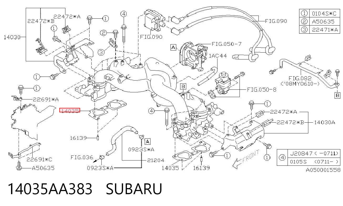 14035AA383 Subaru Прокладка впускного колектора