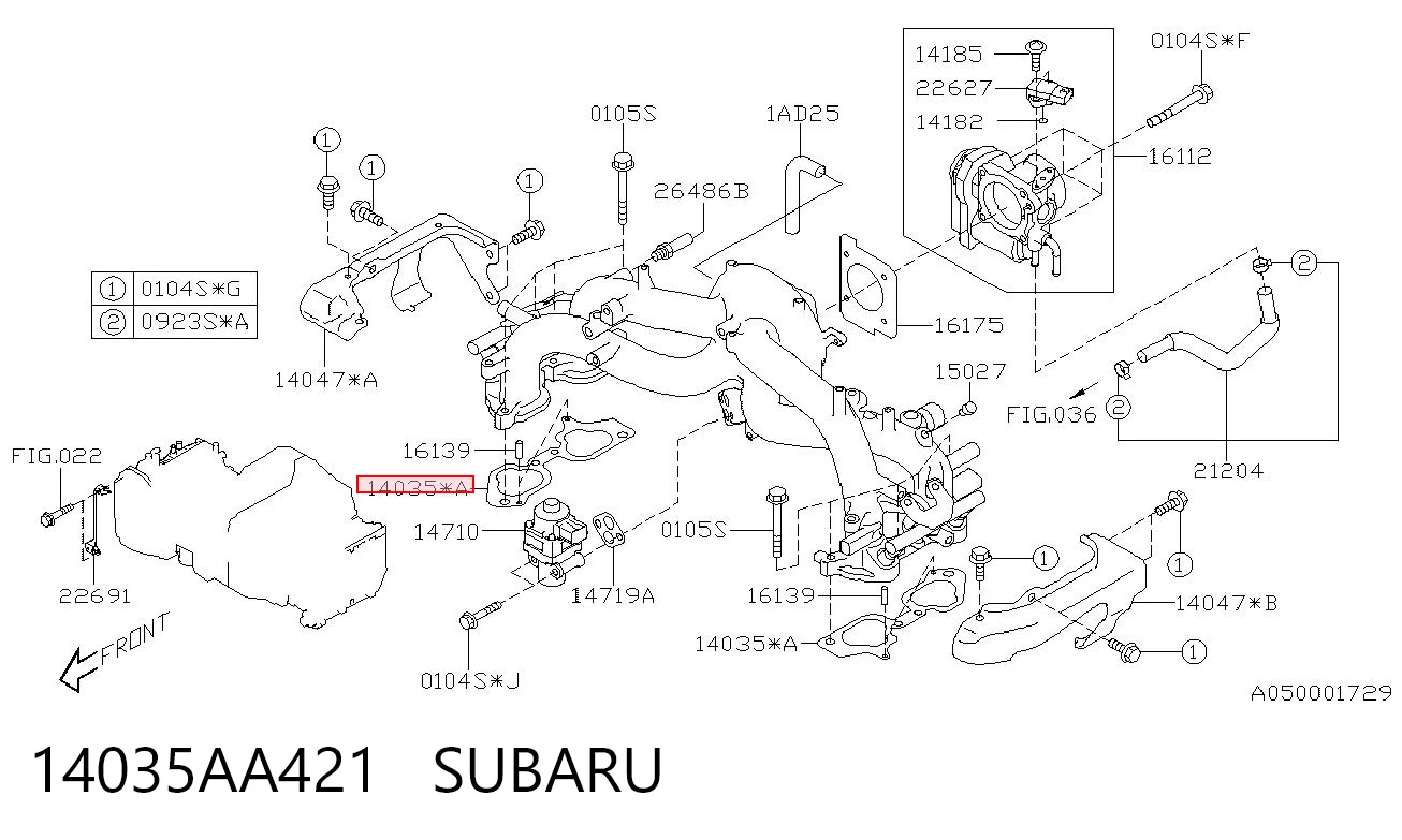 14035AA421 Subaru Прокладка впускного колектора