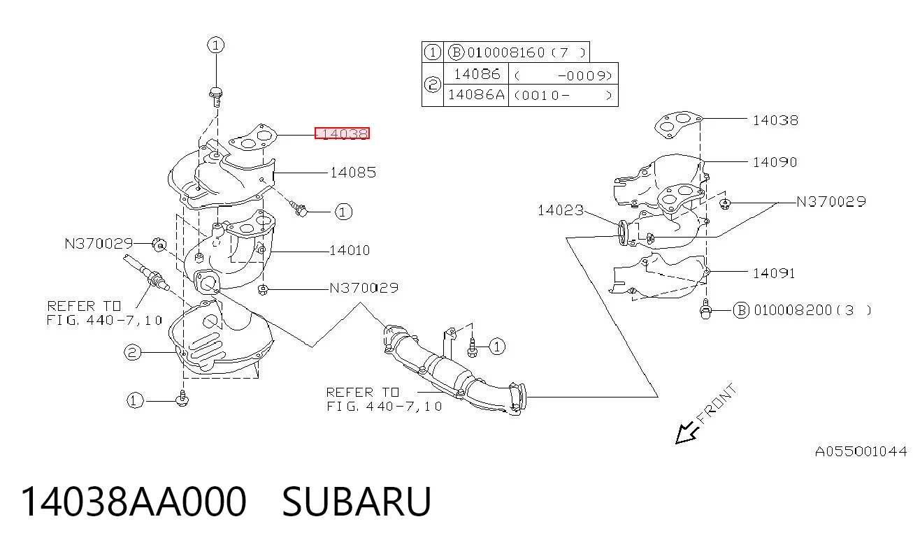 14038AA000 Subaru Прокладка випускного колектора