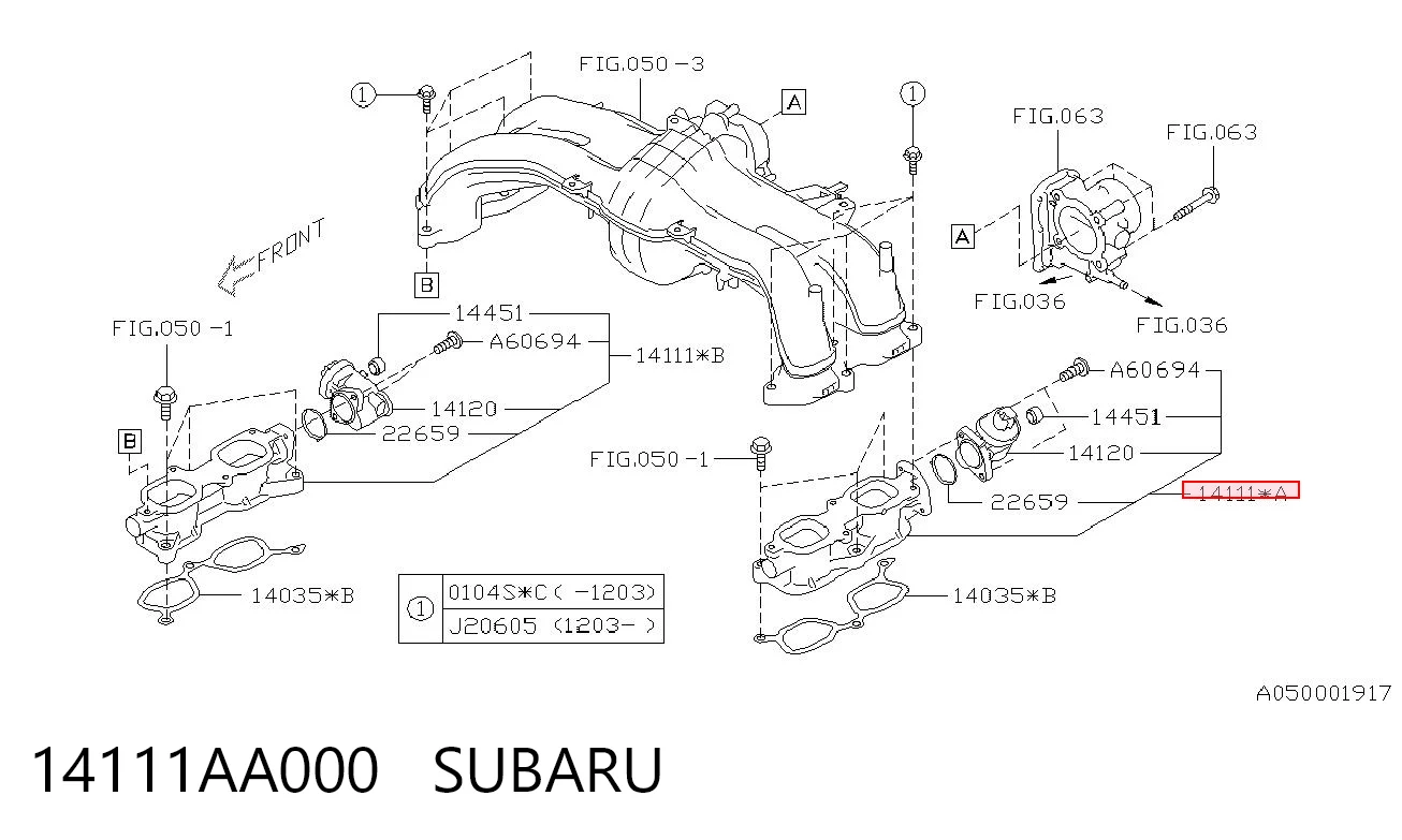 14111AA000 Subaru Колектор впускний