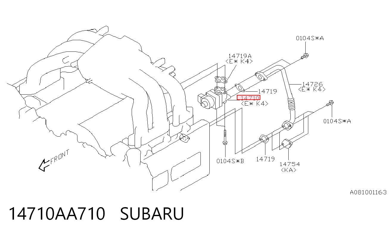 14710AA710 Subaru Клапан рециркуляції відпрацьованих газів EGR