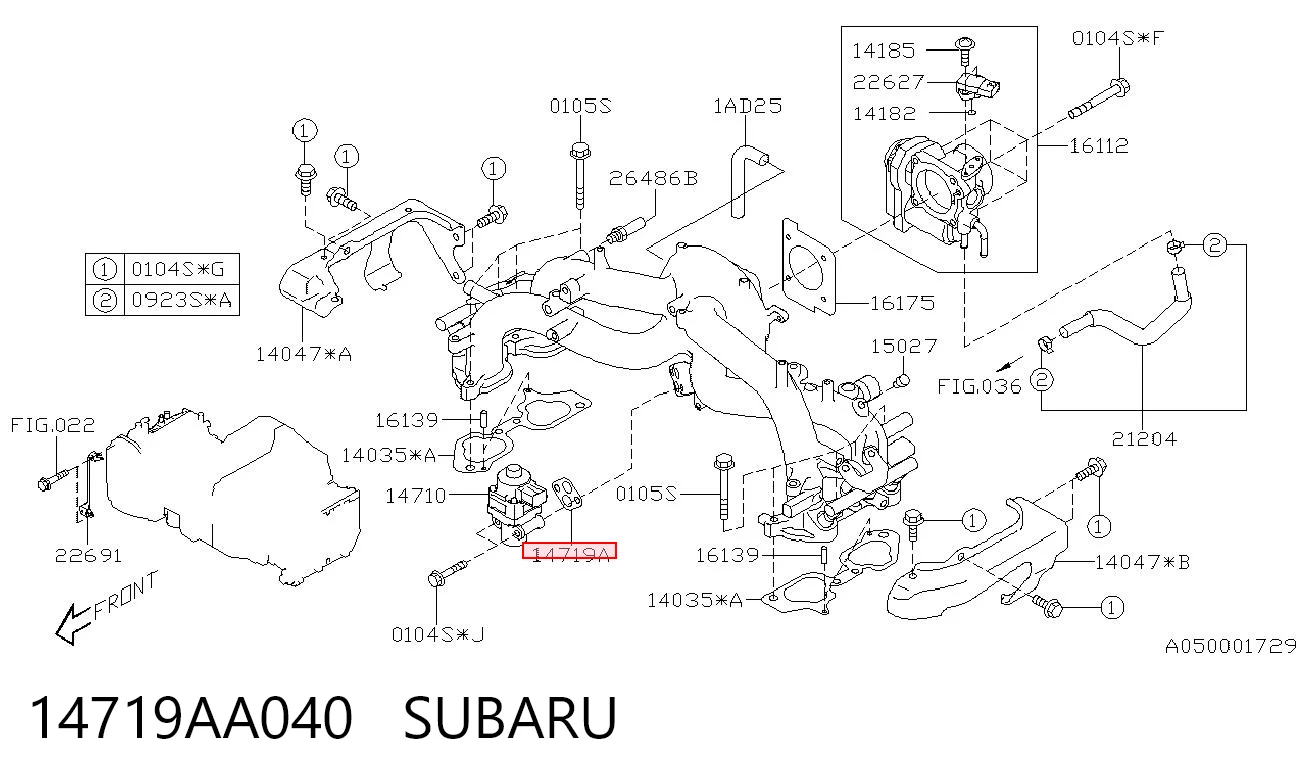 14719AA040 Subaru Прокладка EGR-клапана рециркуляції