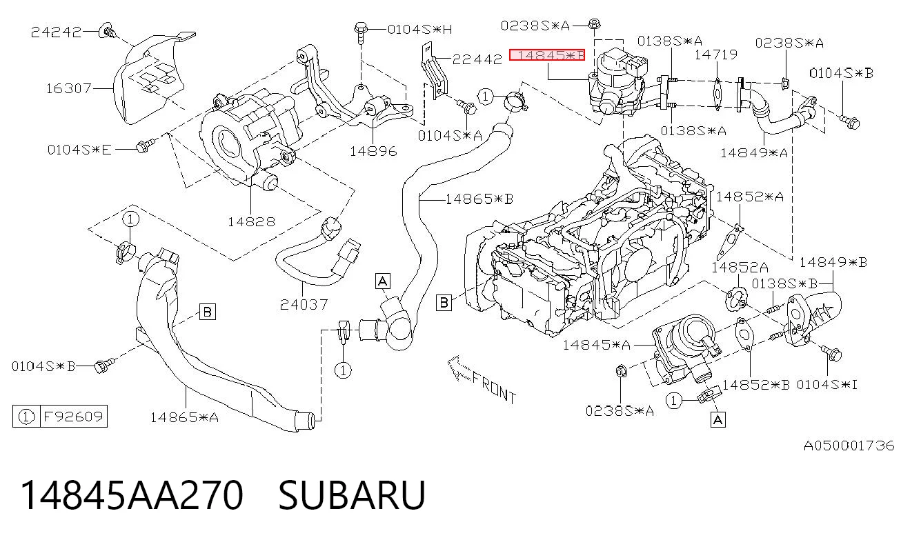 14845AA270 Subaru Клапан рециркуляції відпрацьованих газів EGR