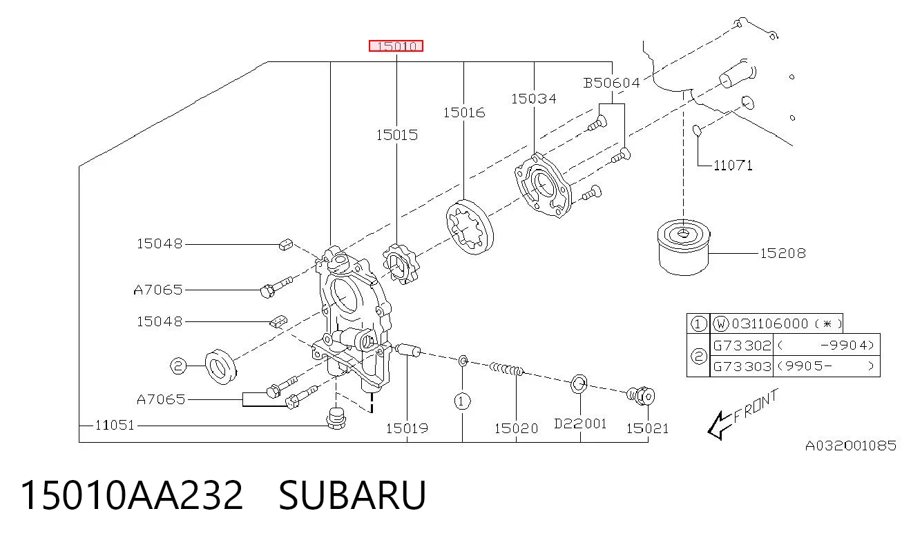 15010AA232 Subaru Масляний насос двигуна