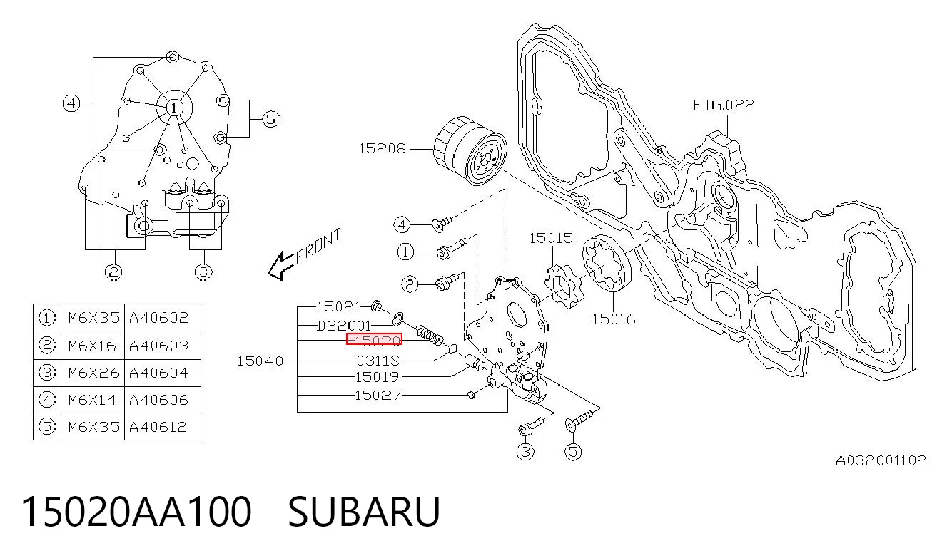 15020AA100 Subaru 