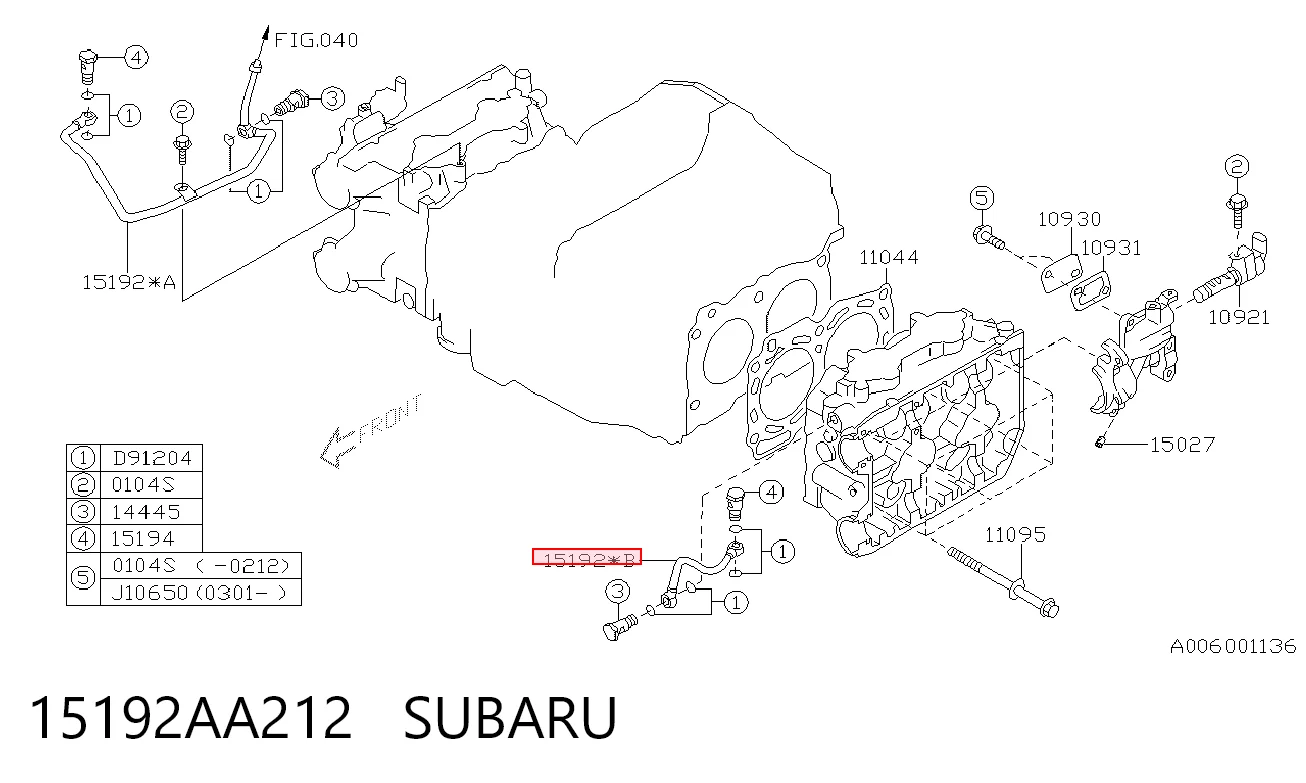 15192AA212 Subaru 