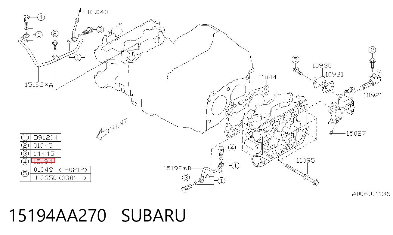 15194AA270 Subaru 