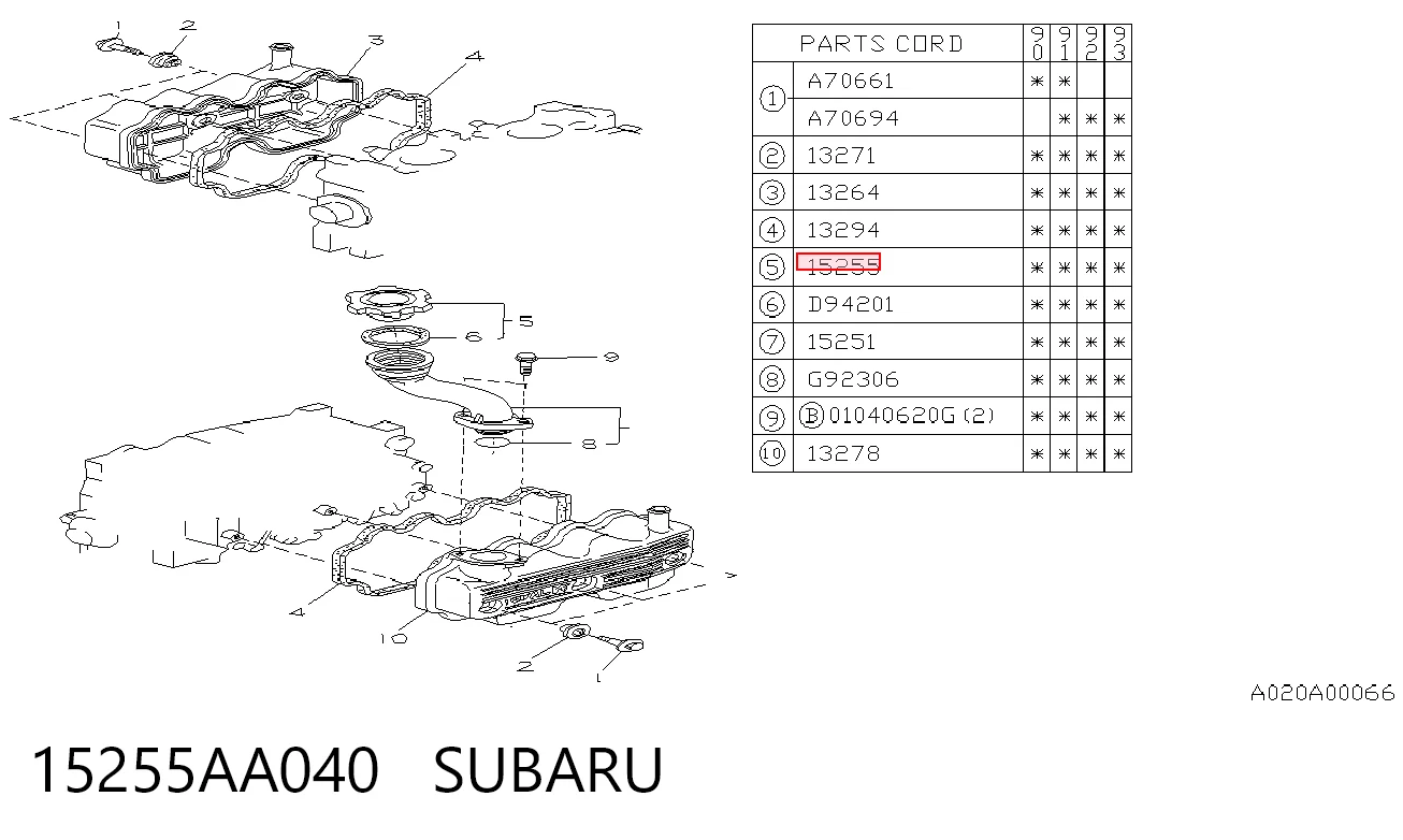 15255AA040 Subaru Кришка маслозаливной горловини
