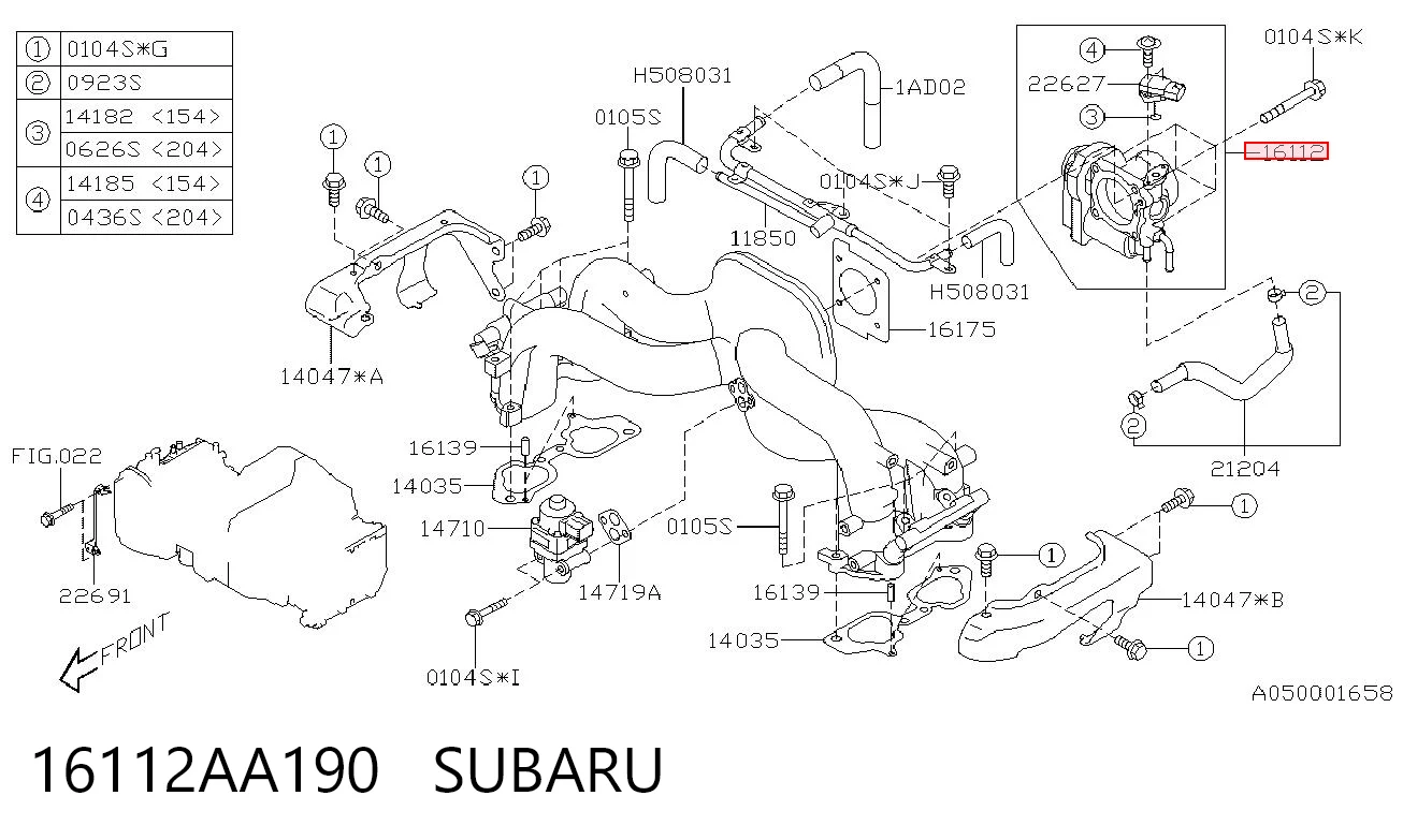 16112AA190 Subaru Дросільна заслінка в зборі