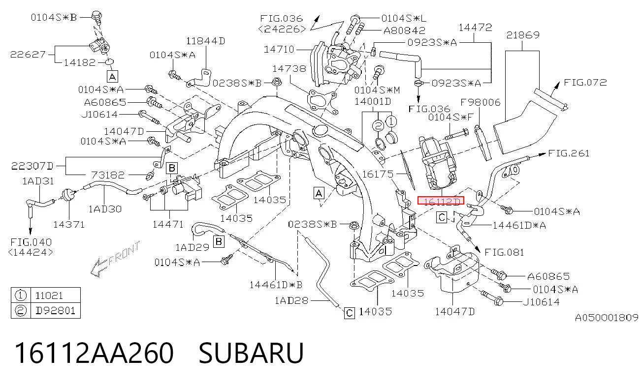 16112AA260 Subaru Дросільна заслінка в зборі