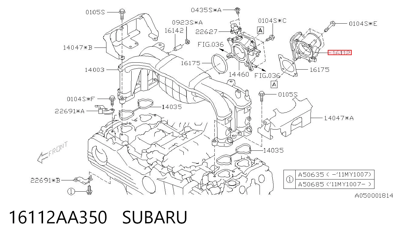 16112AA350 Subaru Дросільна заслінка в зборі
