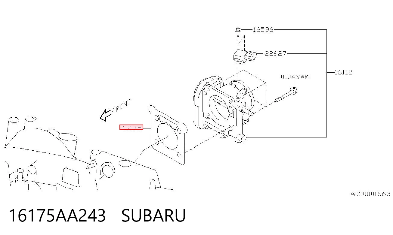 16175AA243 Subaru Прокладка дросельної заслінки