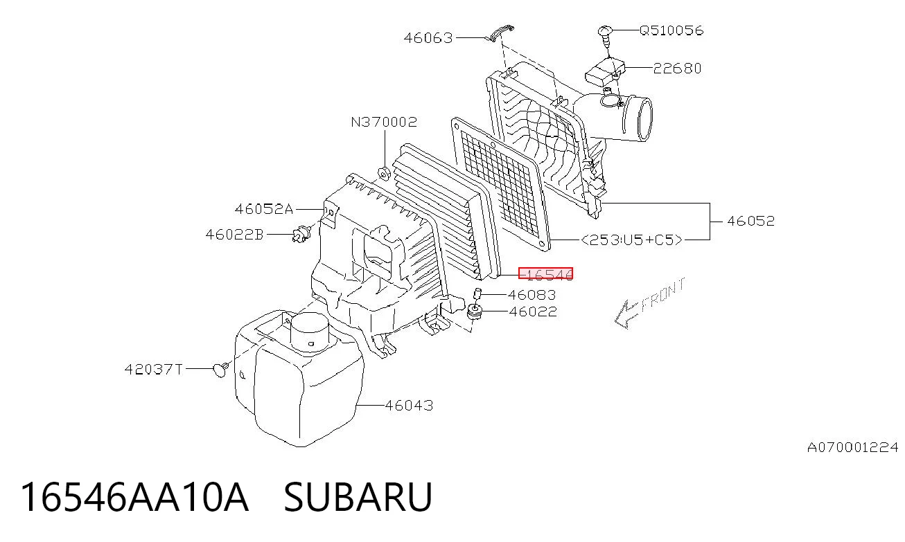 16546AA10A Subaru Повітряний фільтр двигуна