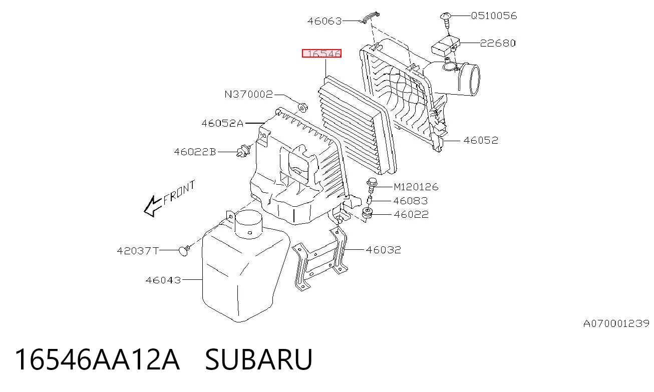 16546AA12A Subaru Повітряний фільтр двигуна