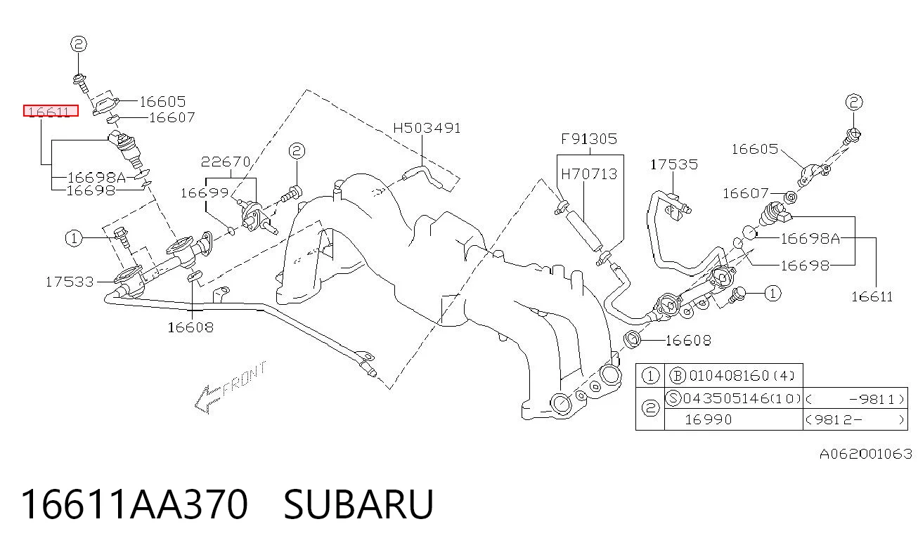 Форсунка паливна Subaru 16611AA370 ціна, від 25.34 USD