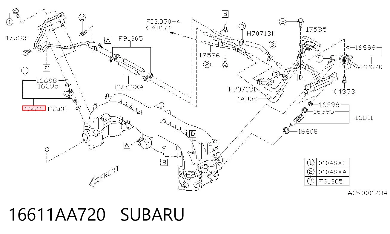 16611AA720 Subaru Форсунка вприску палива