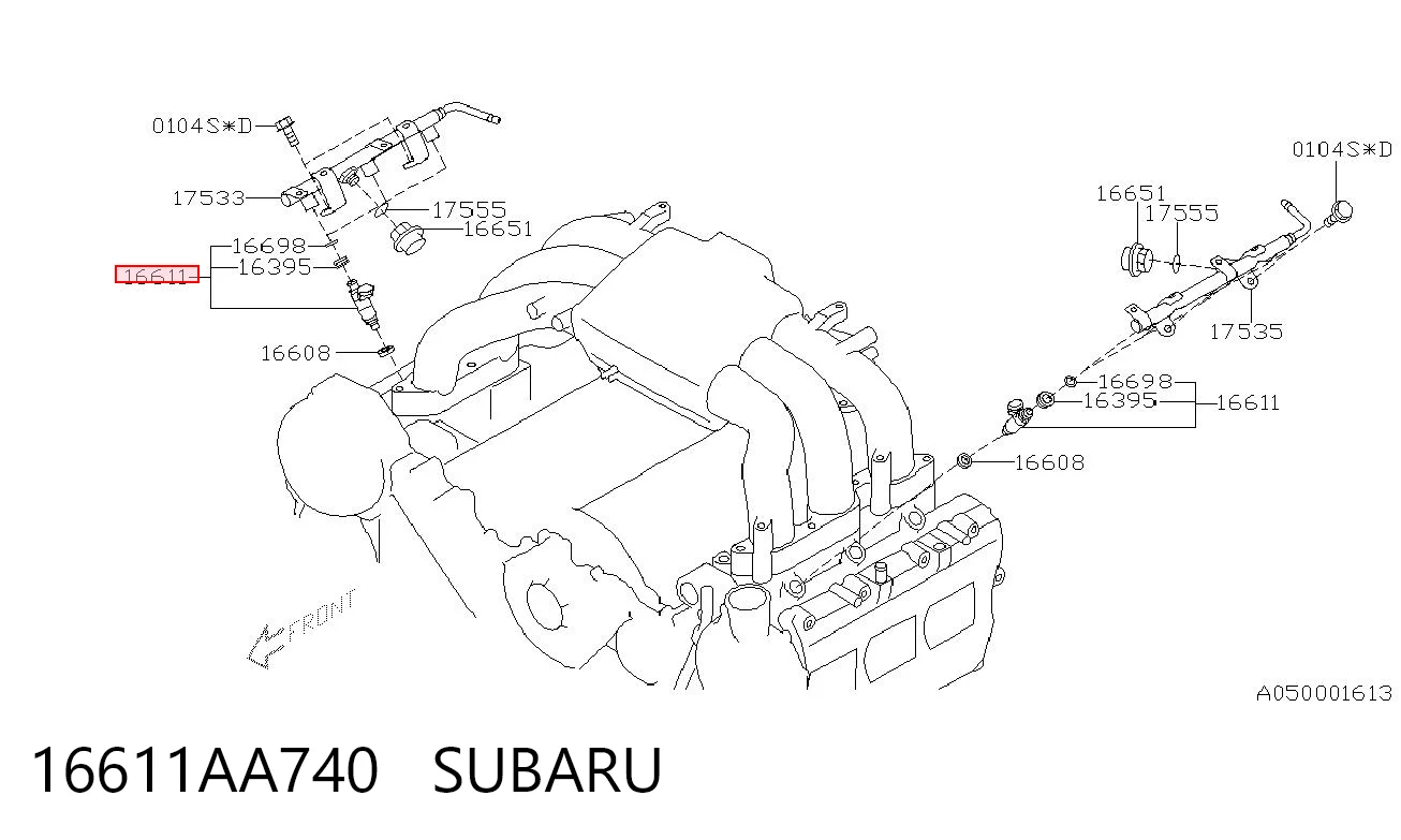 16611AA740 Subaru Форсунка вприску палива