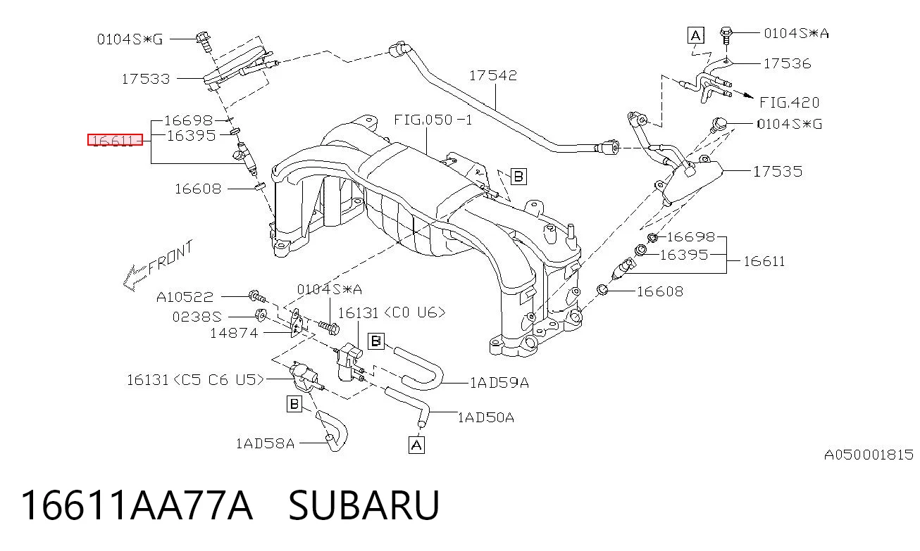16611AA77A Subaru Форсунка вприску палива