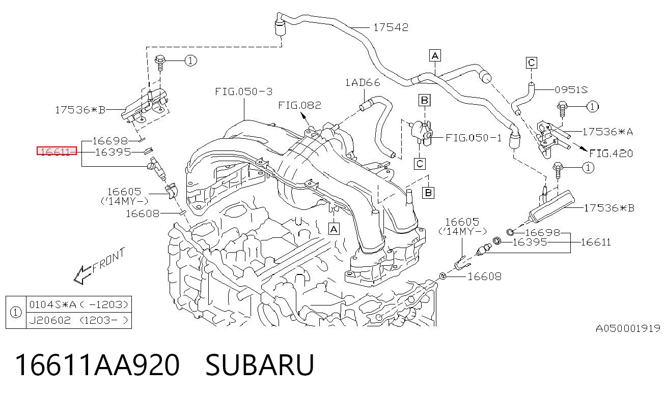16611AA920 Subaru Форсунка вприску палива