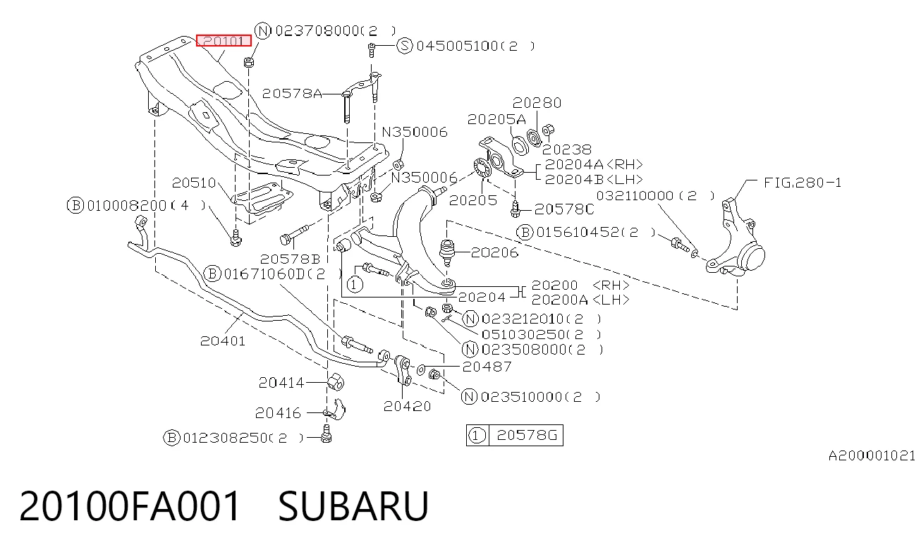 Передня балка на Subaru Legacy II BD, BG