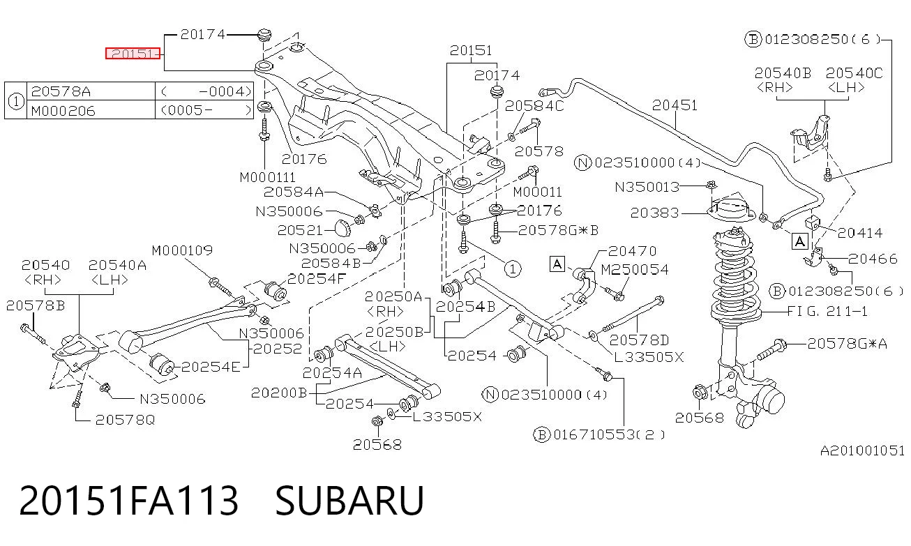 20151FA113 Subaru Підвіска задня