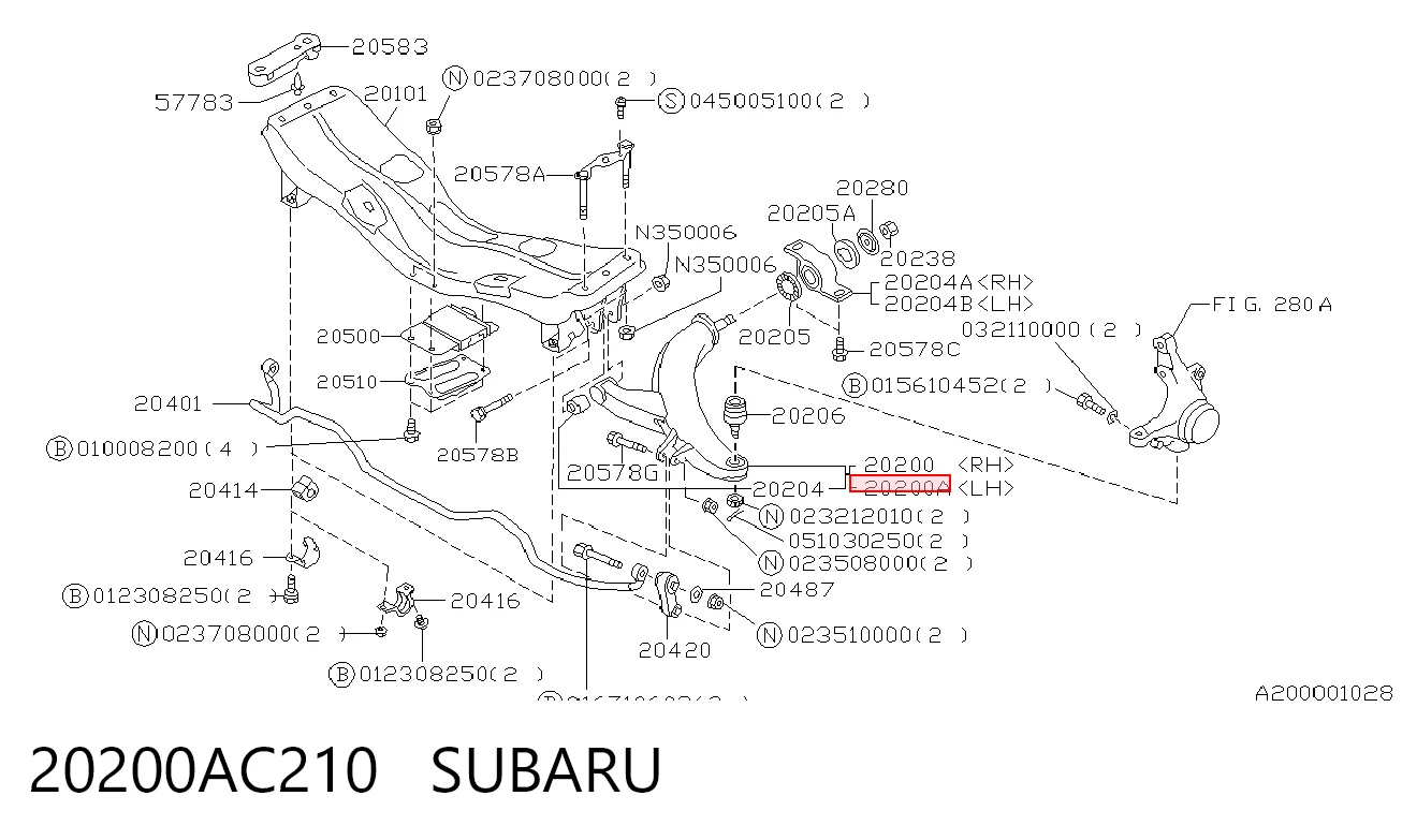 20200AC210 Subaru Поперечний важіль