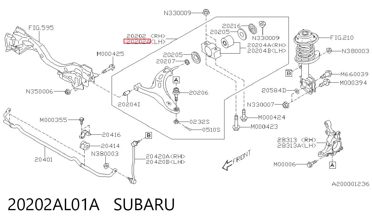 20202AL01A Subaru Поперечний важіль